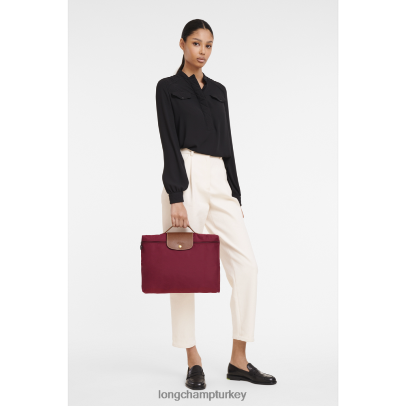 Longchamp çanta kırmızı erkekler le pliage orijinal evrak çantası NJPBL487