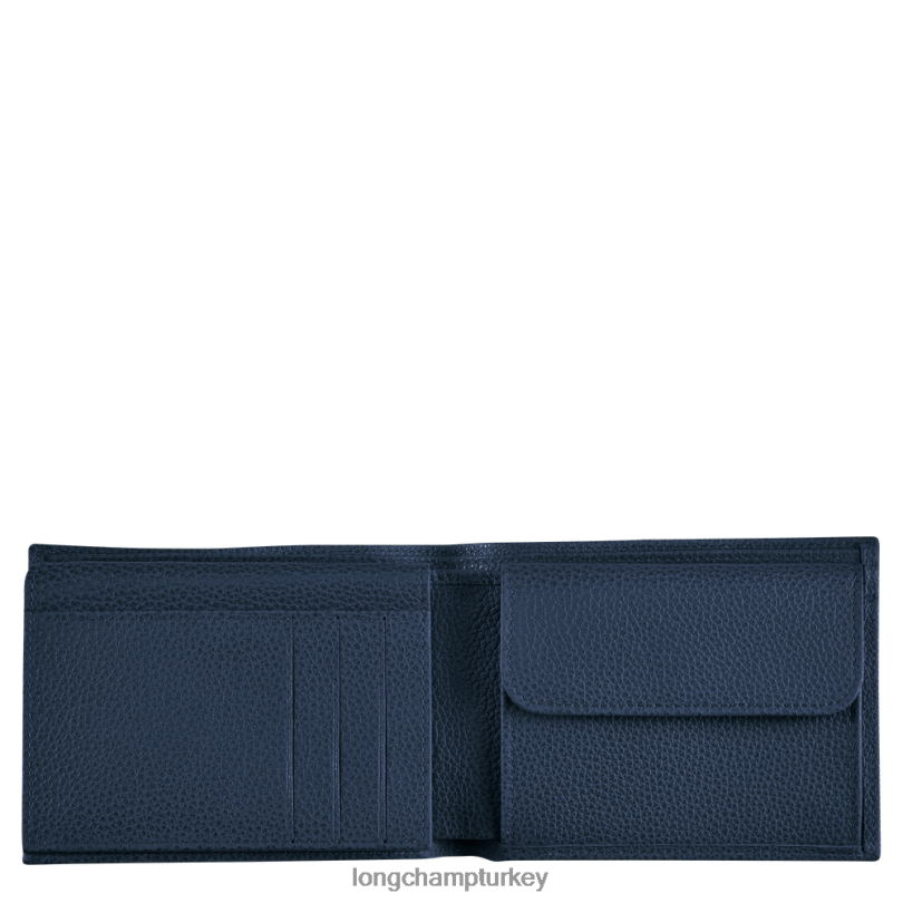 Longchamp deri ürünleri Donanma erkekler le foulonne cüzdan NJPBL634