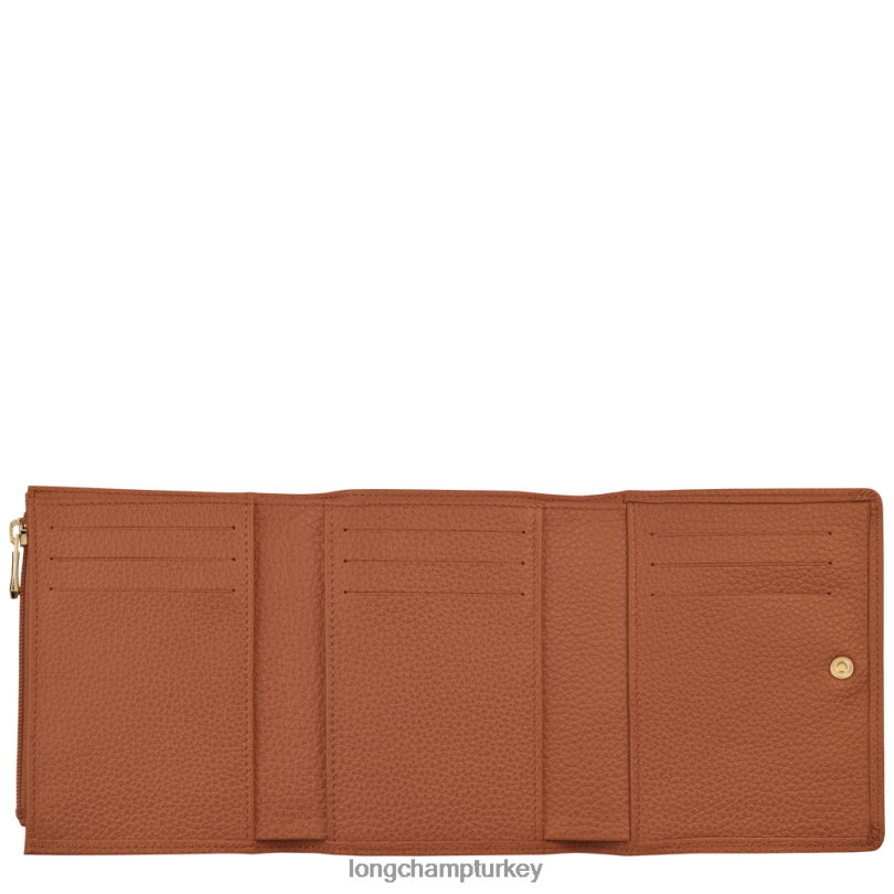 Longchamp deri ürünleri karamel erkekler le foulonne cüzdan NJPBL597