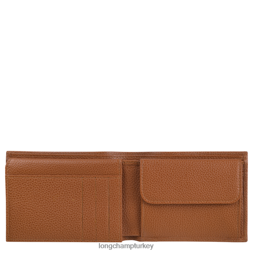 Longchamp deri ürünleri karamel erkekler le foulonne cüzdan NJPBL635