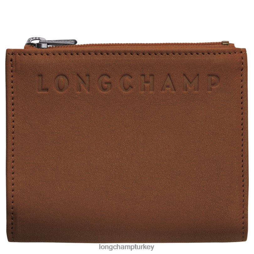 Longchamp deri ürünleri konyak erkekler 3d cüzdan NJPBL625