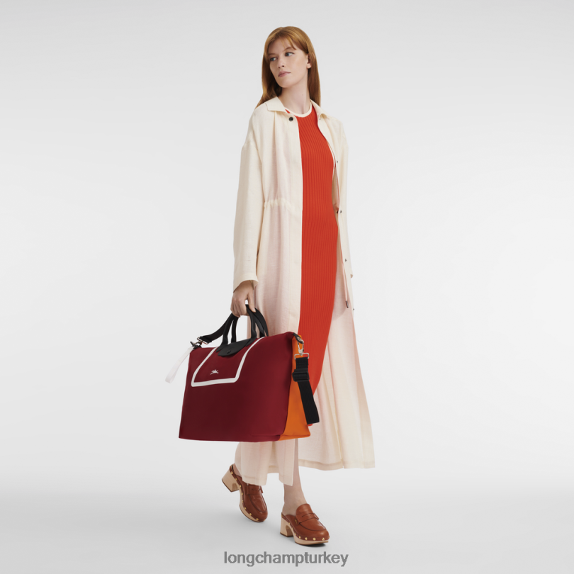 Longchamp çanta turuncu/bordo erkekler le pliage koleksiyonu seyahat çantası NJPBL778