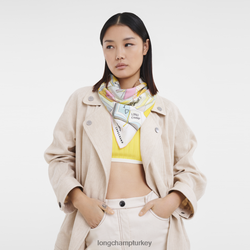 Longchamp Aksesuarlar limon kadınlar İlkbahar/Yaz 2023 koleksiyonu ipek eşarp 90 NJPBL1050