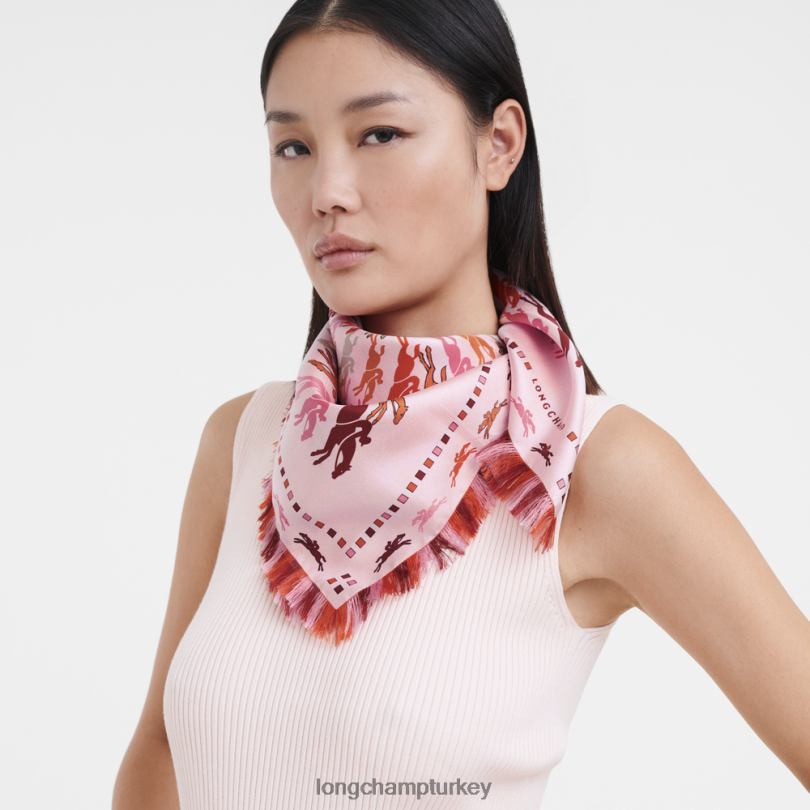 Longchamp Aksesuarlar pembe kadınlar İlkbahar/Yaz 2023 koleksiyonu ipek eşarp 70 NJPBL1028