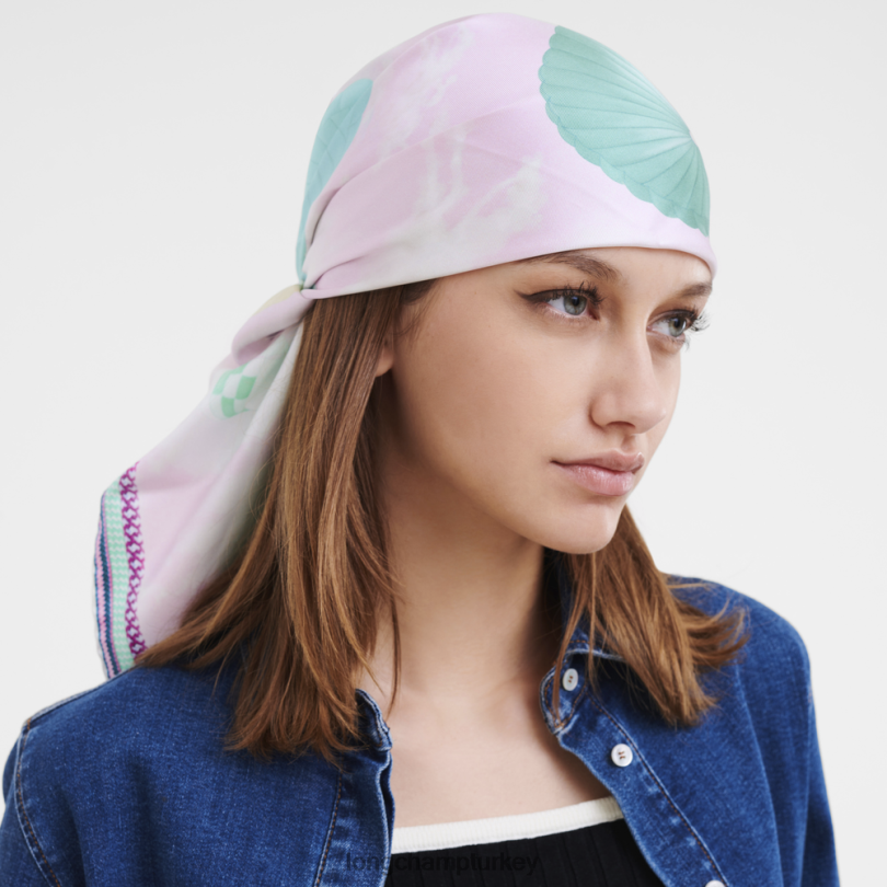 Longchamp Aksesuarlar pembe kadınlar İlkbahar/Yaz 2023 koleksiyonu ipek eşarp 90 NJPBL1052