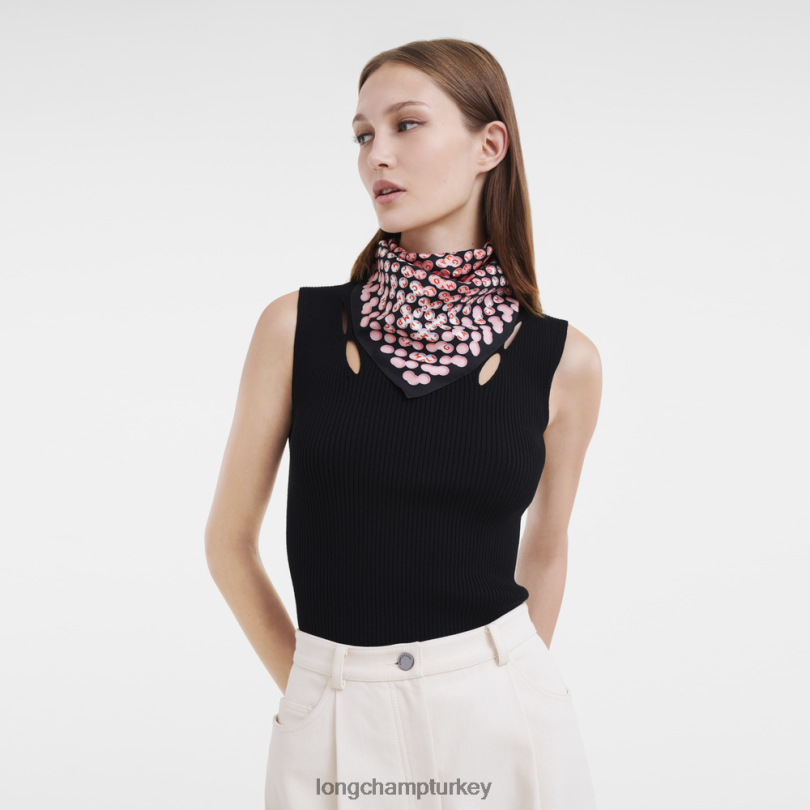 Longchamp Aksesuarlar siyah kadınlar İlkbahar/Yaz 2023 koleksiyonu ipek eşarp 50 NJPBL1014