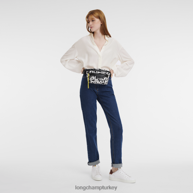 Longchamp çanta siyah beyaz kadınlar le pliage lgp bel çantası NJPBL455