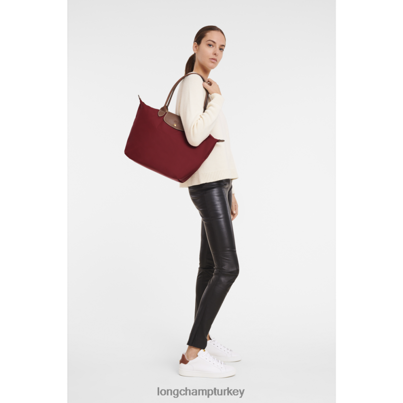 Longchamp çanta kırmızı kadınlar le pliage orijinal taşıma çantası NJPBL416