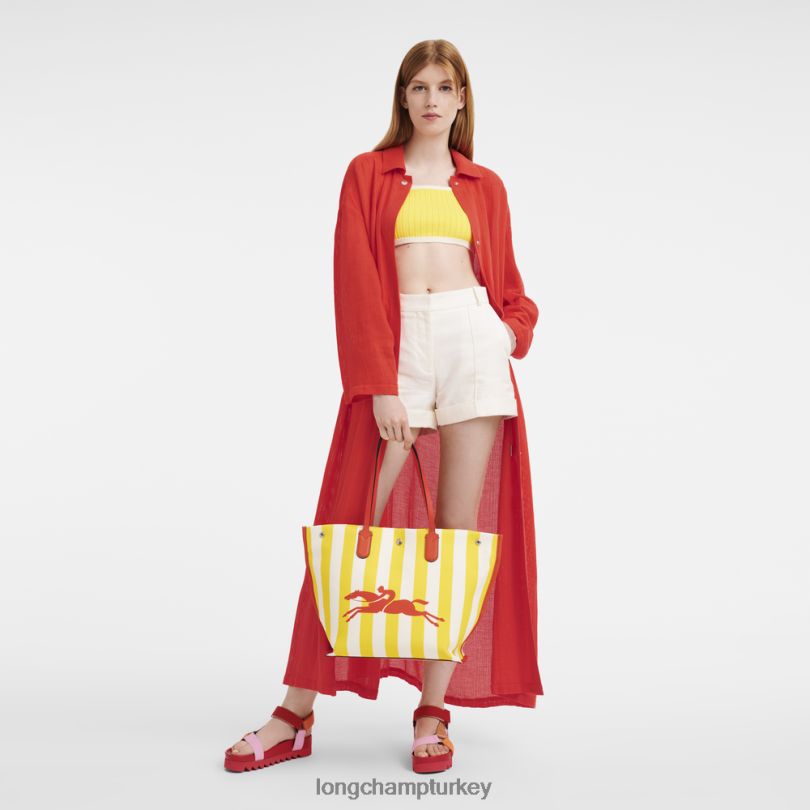 Longchamp çanta sarı beyaz kadınlar Roseau Essential çantası NJPBL364