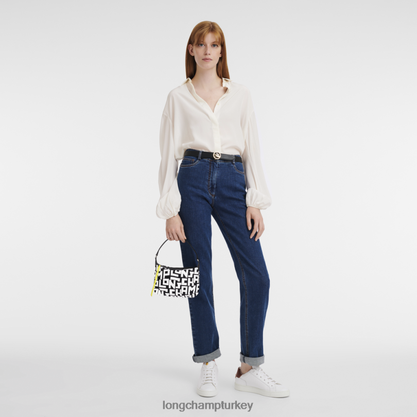 Longchamp çanta siyah beyaz kadınlar le pliage lgp debriyajı NJPBL227