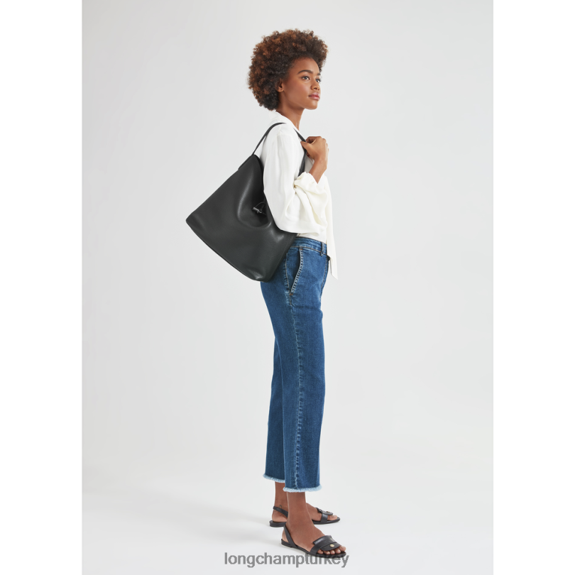 Longchamp çanta siyah kadınlar Roseau Essential Hobo Çanta NJPBL356