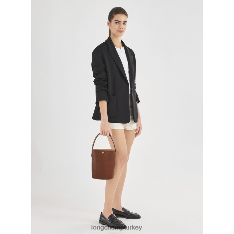 Longchamp çanta kahverengi kadınlar epure kova çantası NJPBL135