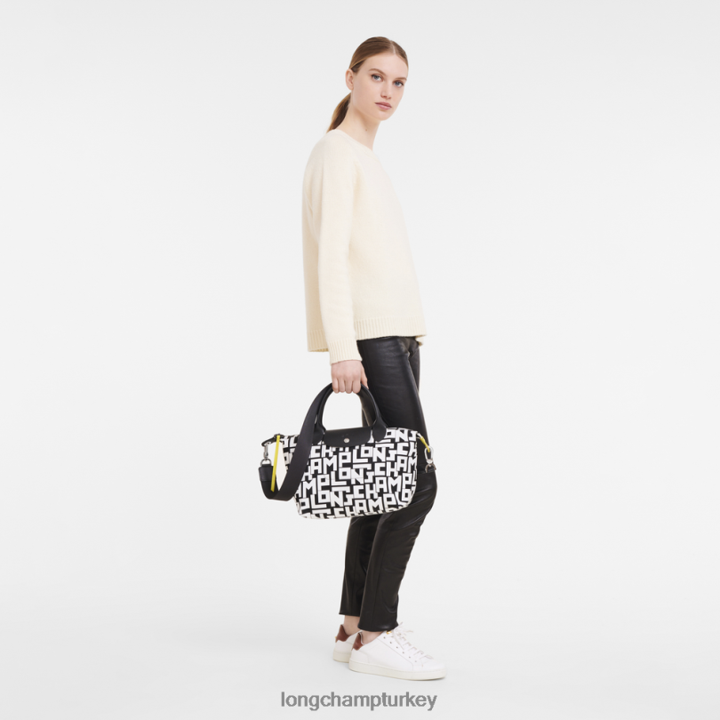 Longchamp çanta siyah beyaz kadınlar le pliage lgp çanta NJPBL90