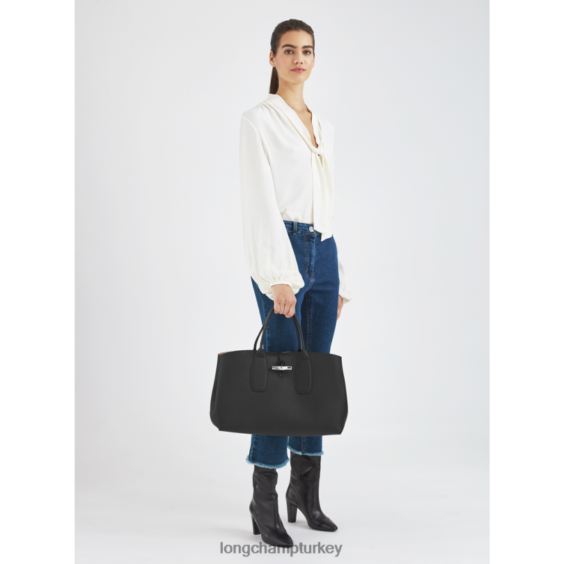 Longchamp çanta siyah kadınlar Roseau çanta NJPBL109