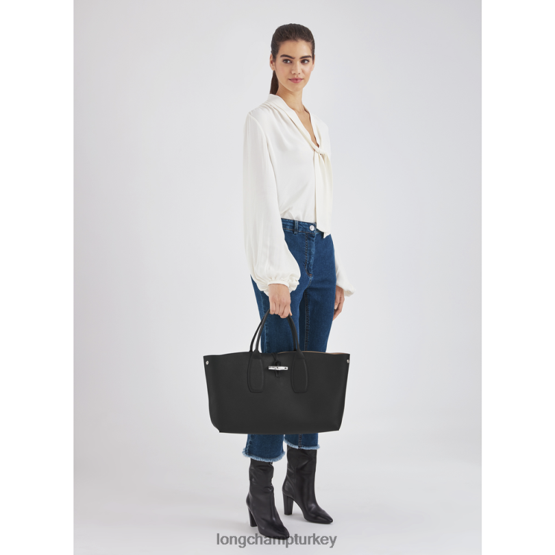 Longchamp çanta siyah kadınlar Roseau çanta NJPBL109