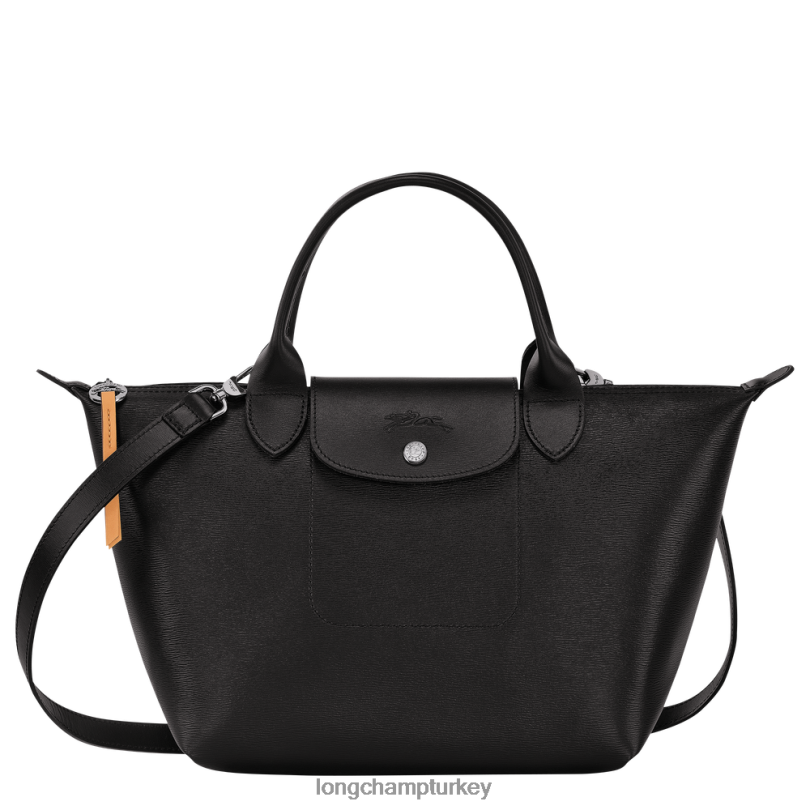 Longchamp çanta siyah kadınlar le pliage city üst saplı çanta NJPBL87