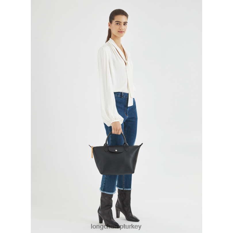 Longchamp çanta siyah kadınlar le pliage city üst saplı çanta NJPBL87