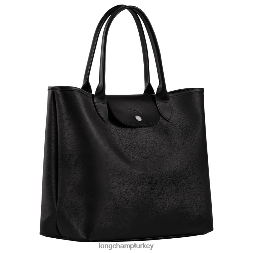 Longchamp çanta siyah kadınlar le pliage şehir çantası NJPBL83