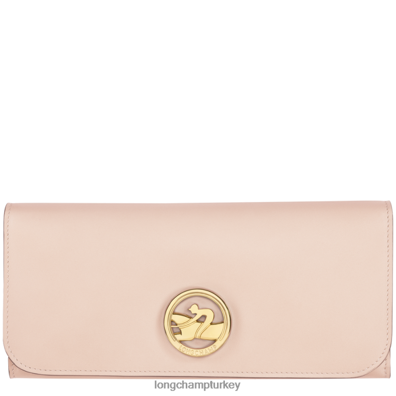 Longchamp deri ürünleri açık pembe kadınlar box-trot Continental cüzdanı NJPBL561