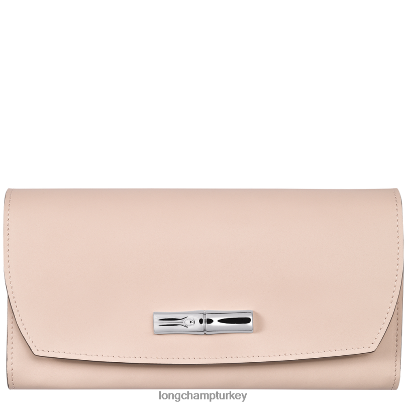 Longchamp deri ürünleri açık pembe kadınlar roseau kıtasal cüzdan NJPBL567