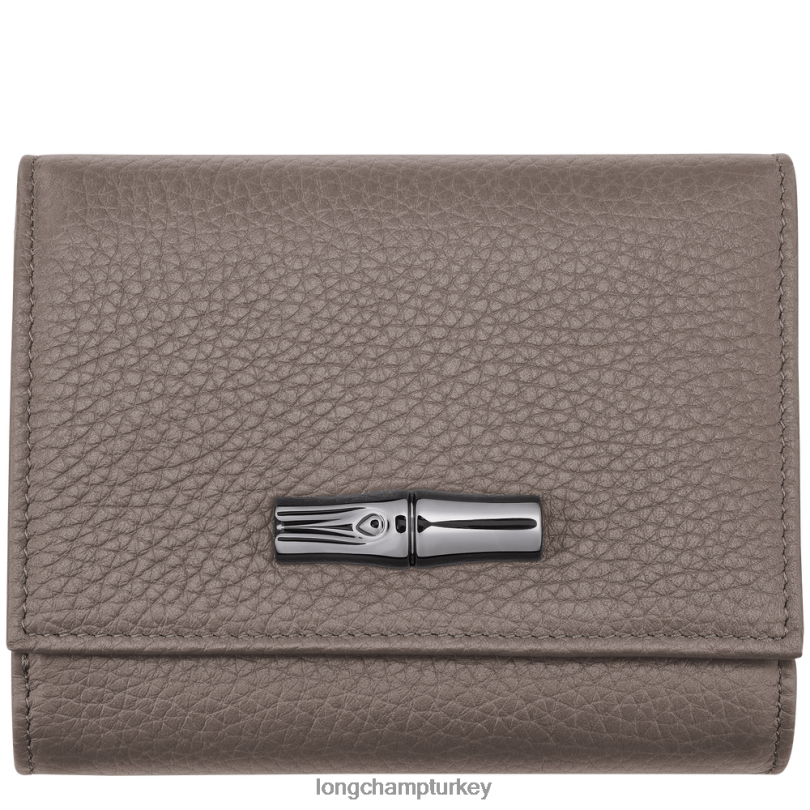 Longchamp deri ürünleri gri kadınlar roseau essential cüzdan NJPBL573