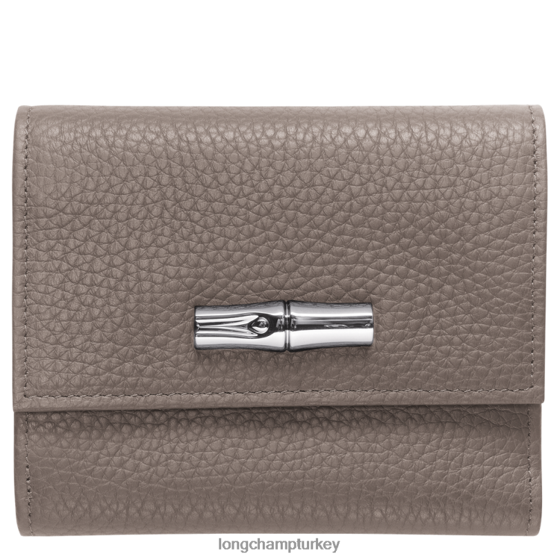 Longchamp deri ürünleri gri kadınlar roseau essential kompakt cüzdan NJPBL570
