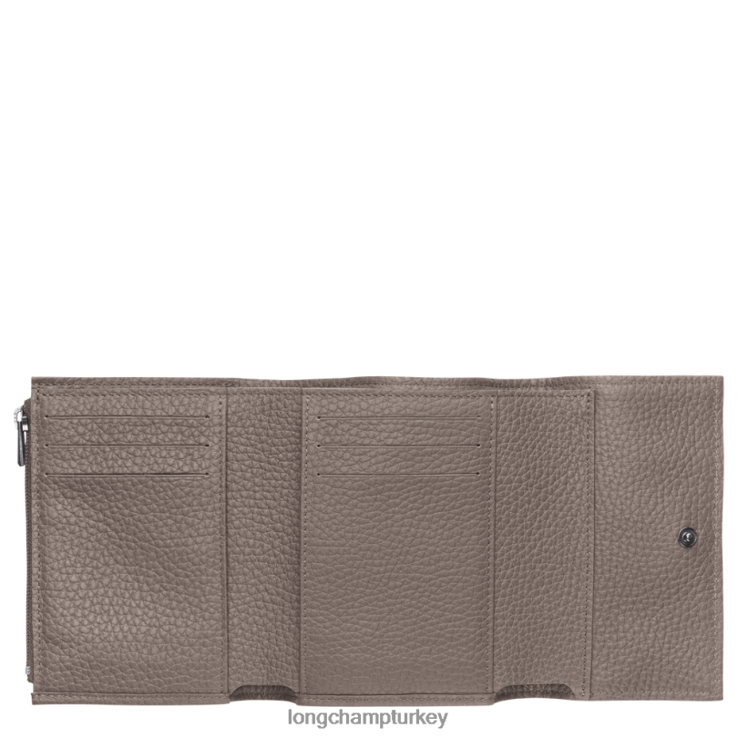 Longchamp deri ürünleri gri kadınlar roseau essential kompakt cüzdan NJPBL570