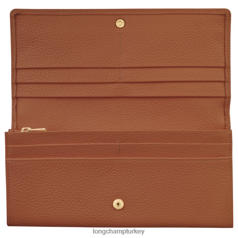 Longchamp deri ürünleri karamel kadınlar le foulonne Continental cüzdanı NJPBL604