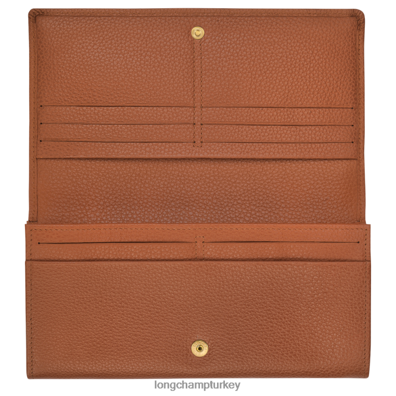 Longchamp deri ürünleri karamel kadınlar le foulonne Continental cüzdanı NJPBL610