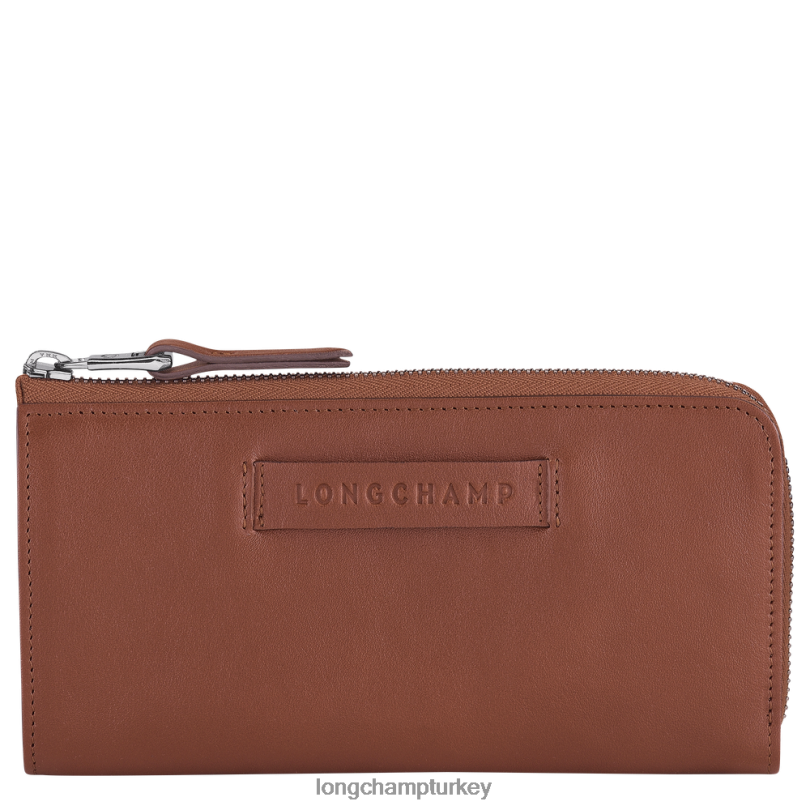 Longchamp deri ürünleri konyak kadınlar Etrafı fermuarlı 3 boyutlu cüzdan NJPBL624