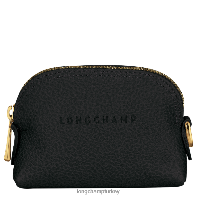 Longchamp deri ürünleri siyah kadınlar le foulonne bozuk para cüzdanı NJPBL524