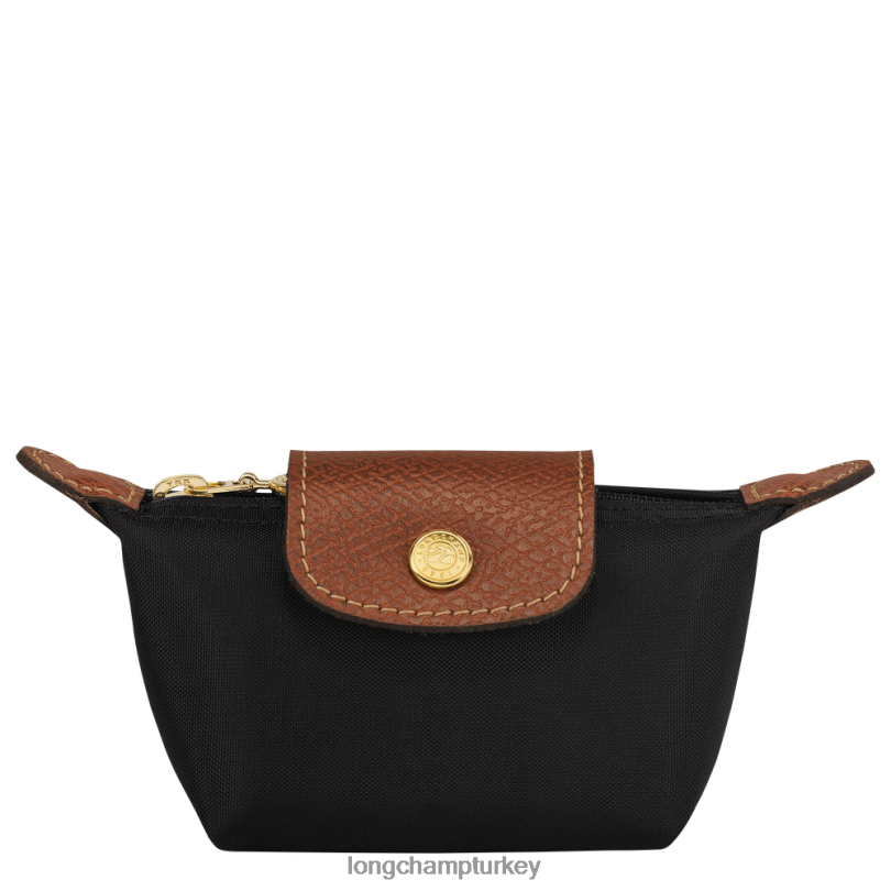 Longchamp deri ürünleri siyah kadınlar le pliage orijinal bozuk para cüzdanı NJPBL499