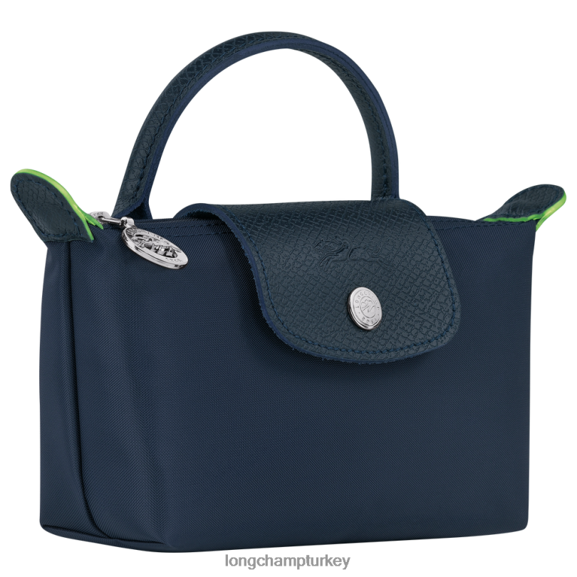 Longchamp deri ürünleri Donanma kadınlar le pliage yeşil saplı kese NJPBL673