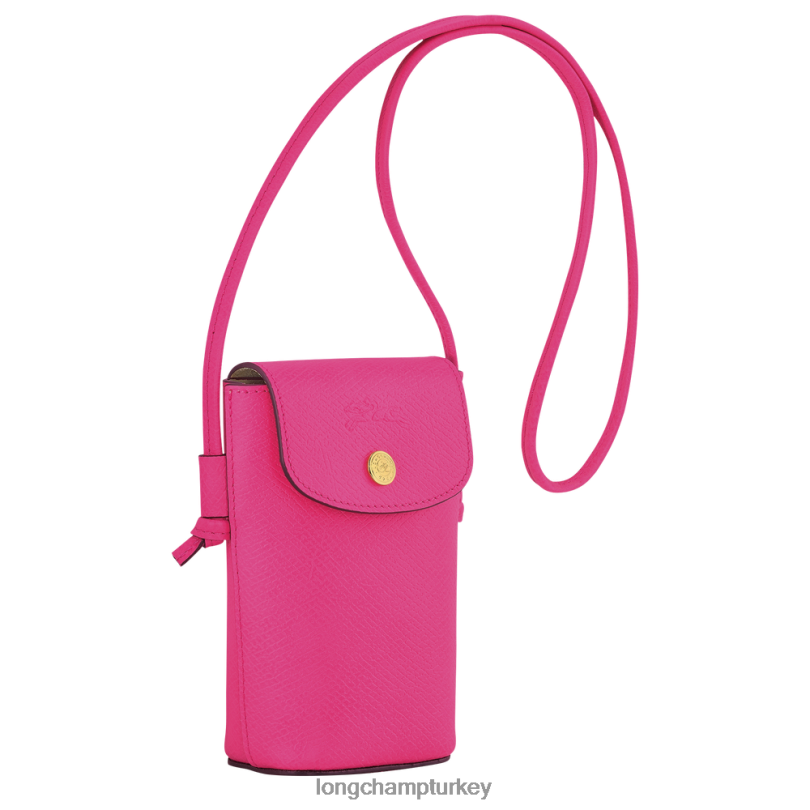 Longchamp deri ürünleri fuşya kadınlar deri dantelli epure telefon kılıfı NJPBL710