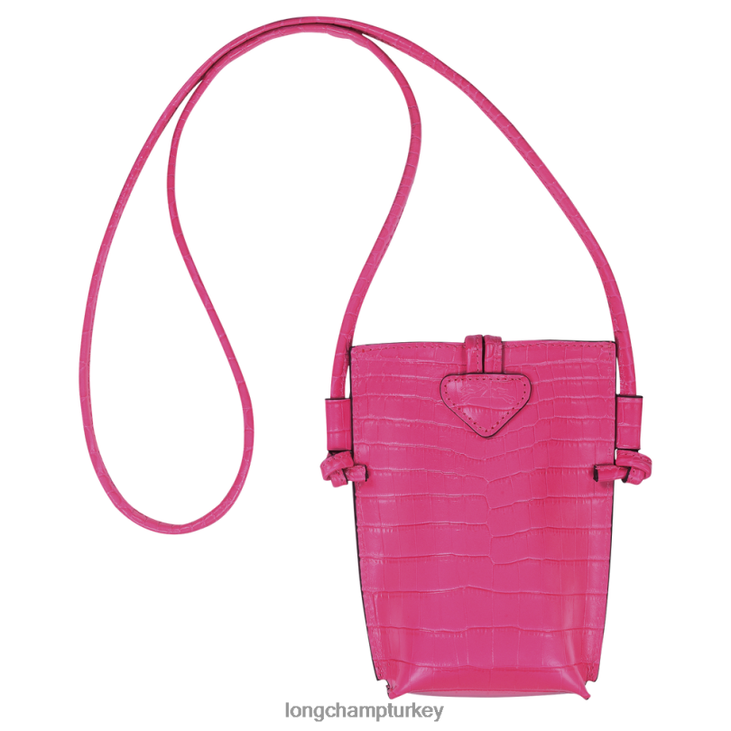 Longchamp deri ürünleri fuşya kadınlar roseau croco dantelli telefon kılıfı NJPBL689