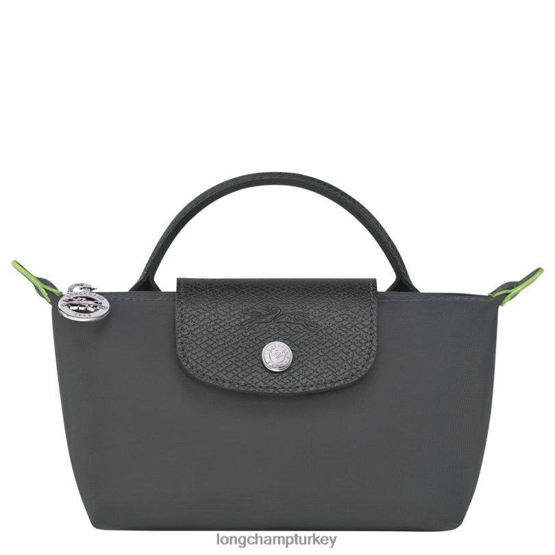 Longchamp deri ürünleri grafit kadınlar le pliage yeşil saplı kese NJPBL672