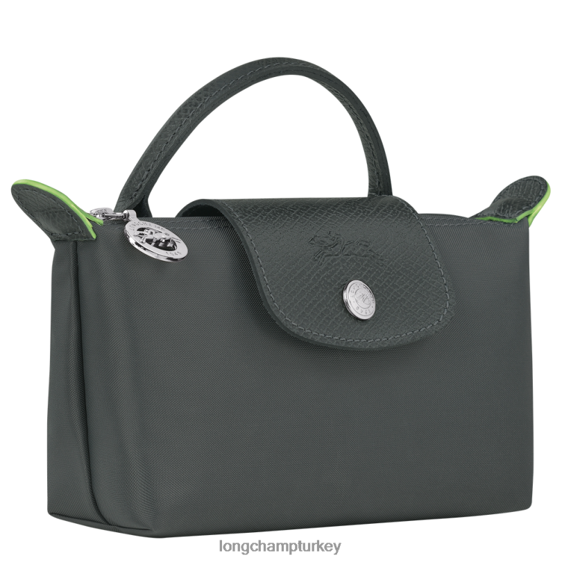 Longchamp deri ürünleri grafit kadınlar le pliage yeşil saplı kese NJPBL672