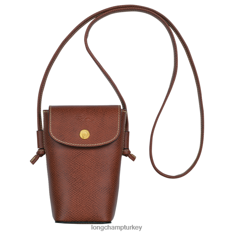 Longchamp deri ürünleri kahverengi kadınlar deri dantelli epure telefon kılıfı NJPBL708