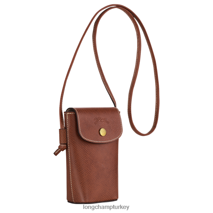 Longchamp deri ürünleri kahverengi kadınlar deri dantelli epure telefon kılıfı NJPBL708