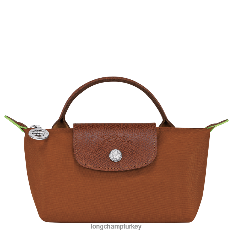 Longchamp deri ürünleri konyak kadınlar le pliage yeşil saplı kese NJPBL671