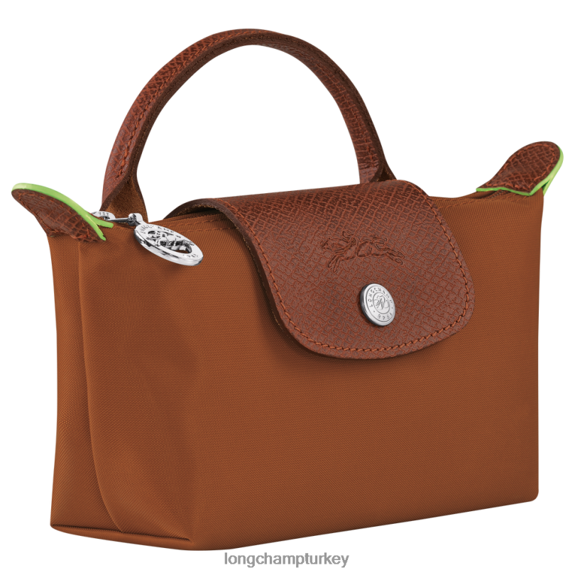 Longchamp deri ürünleri konyak kadınlar le pliage yeşil saplı kese NJPBL671