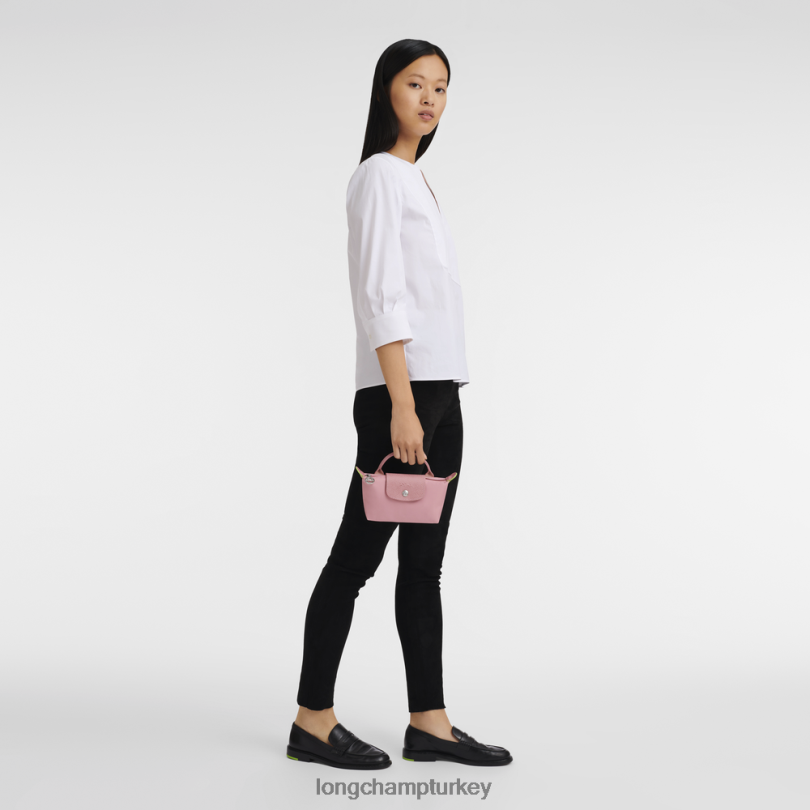 Longchamp deri ürünleri petal pembe kadınlar le pliage yeşil saplı kese NJPBL675