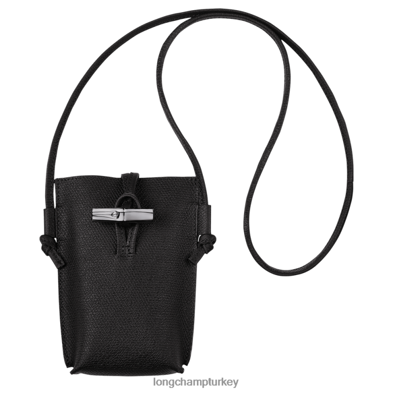 Longchamp deri ürünleri siyah kadınlar dantelli roseau telefon kılıfı NJPBL683