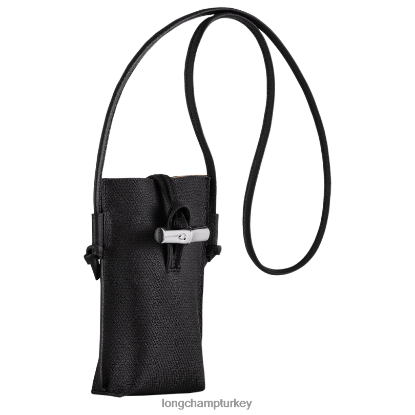 Longchamp deri ürünleri siyah kadınlar dantelli roseau telefon kılıfı NJPBL683