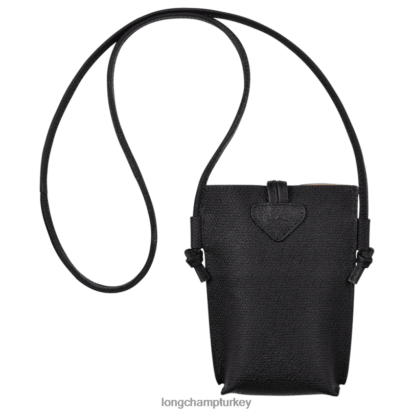 Longchamp deri ürünleri siyah kadınlar dantelli roseau telefon kılıfı NJPBL683