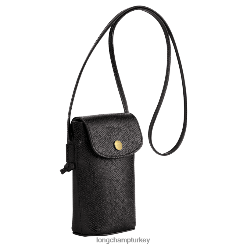 Longchamp deri ürünleri siyah kadınlar deri dantelli epure telefon kılıfı NJPBL706
