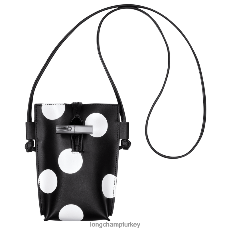 Longchamp deri ürünleri siyah kadınlar deri dantelli roseau telefon kılıfı NJPBL682