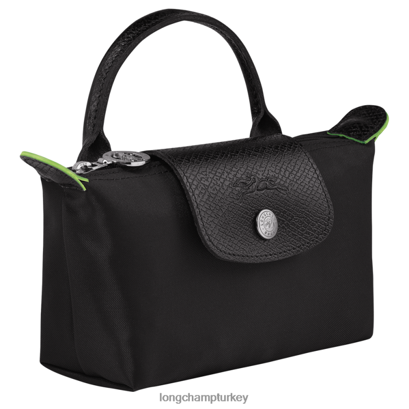 Longchamp deri ürünleri siyah kadınlar le pliage yeşil saplı kese NJPBL669