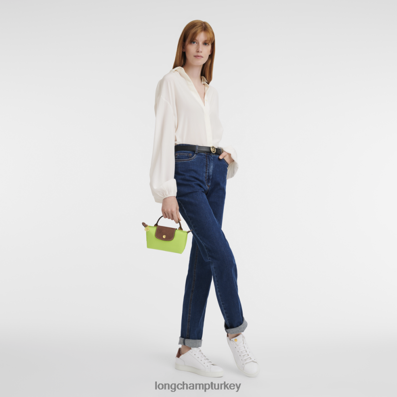 Longchamp deri ürünleri yeşil ışık kadınlar le pliage orijinal saplı kese NJPBL663
