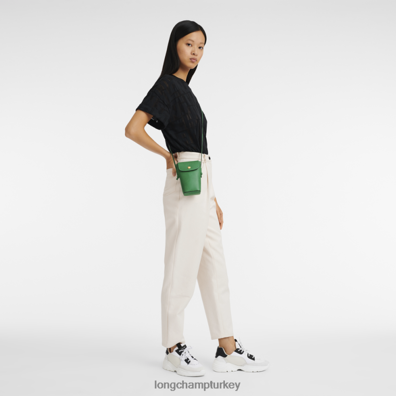 Longchamp deri ürünleri yeşil kadınlar deri dantelli epure telefon kılıfı NJPBL709